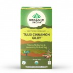 Organic India TULSI CINNAMON GILOY 25 Tea Bags, Stress Relieving & Immunity Enhancing